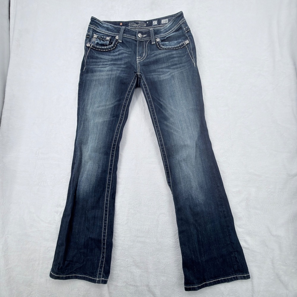 Miss Me Easy Boot Jeans Women 27 Blue Excellent Embellished Rhinestone Y2K Denim